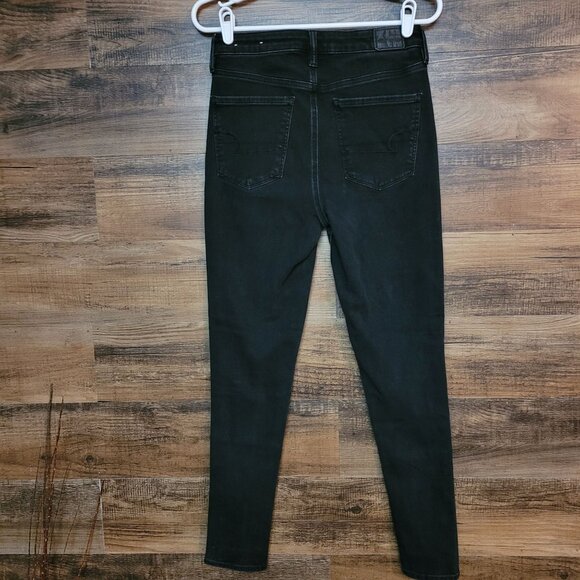 American Eagle 8 R Jegging Super Hi Rise 360 Next Level Stretch Black Wash - Picture 2 of 12